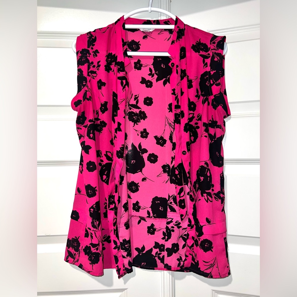 Nautica Floral Pink and Black Sleeveless Top
